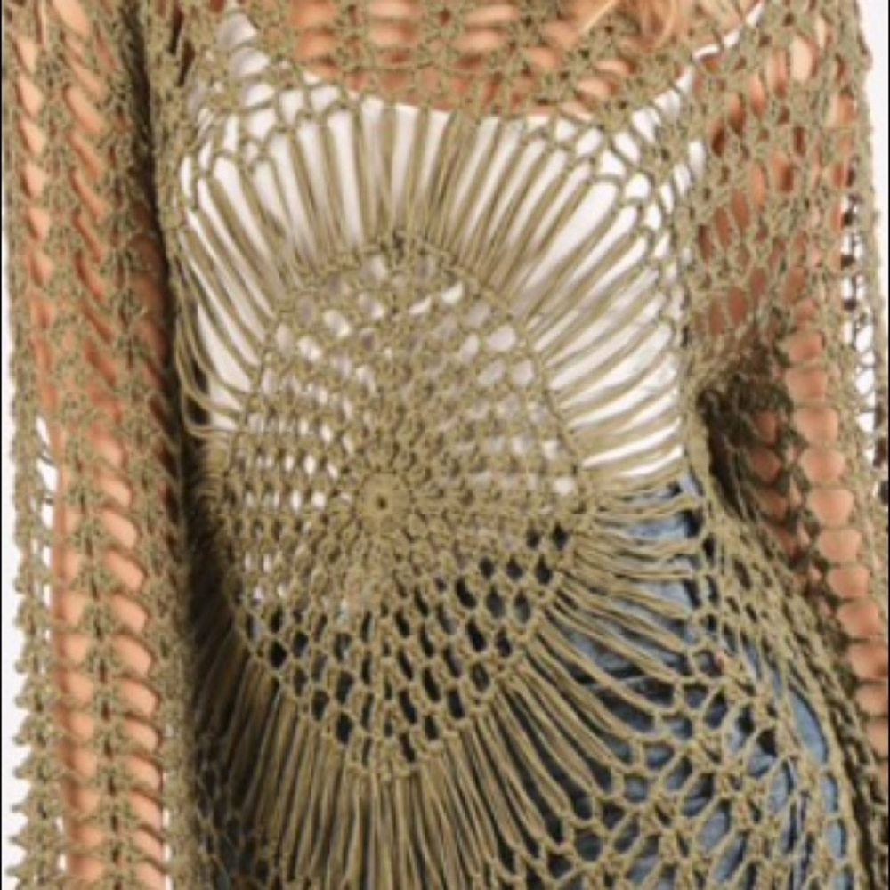 Very J Sexy Open Crochet Beach Swim Vacay Cover Up - Picture 5 of 8